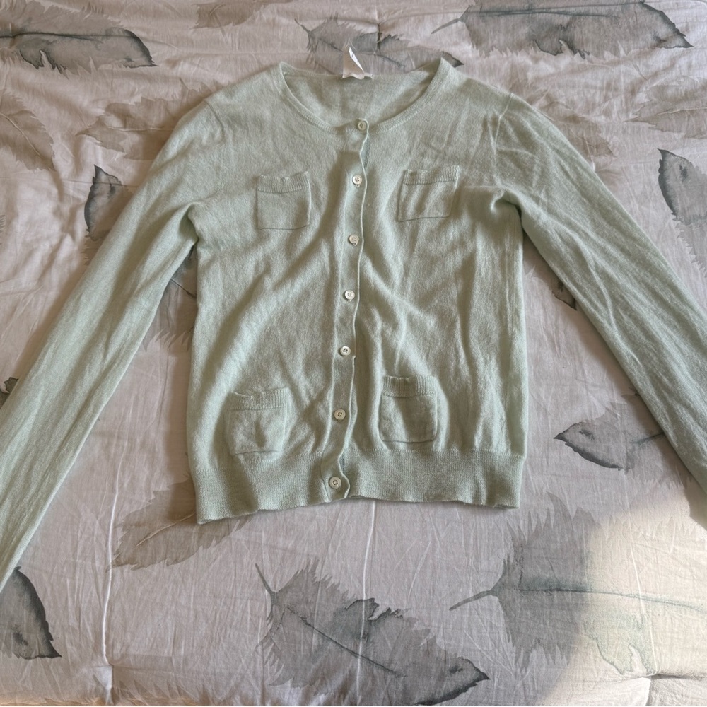 J. Crew 100% Cashmere Cardigan Mint Green